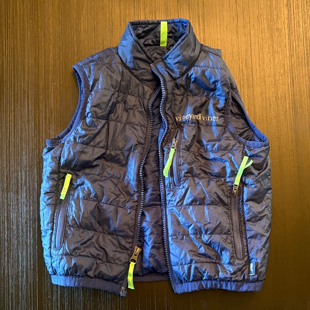 Vineyard Vines Kids' Navy Vest with Lime Accents